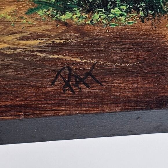 Hand-Painted White Rooster & Chicken Farmhouse Wall Art - 5x7 Wood Artist Signed - Picture 4 of 5